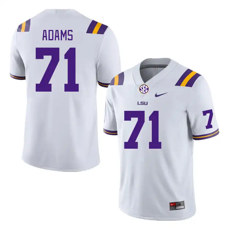 Men's LSU Tigers Tyree Adams #71 White NCAA Football Jersey